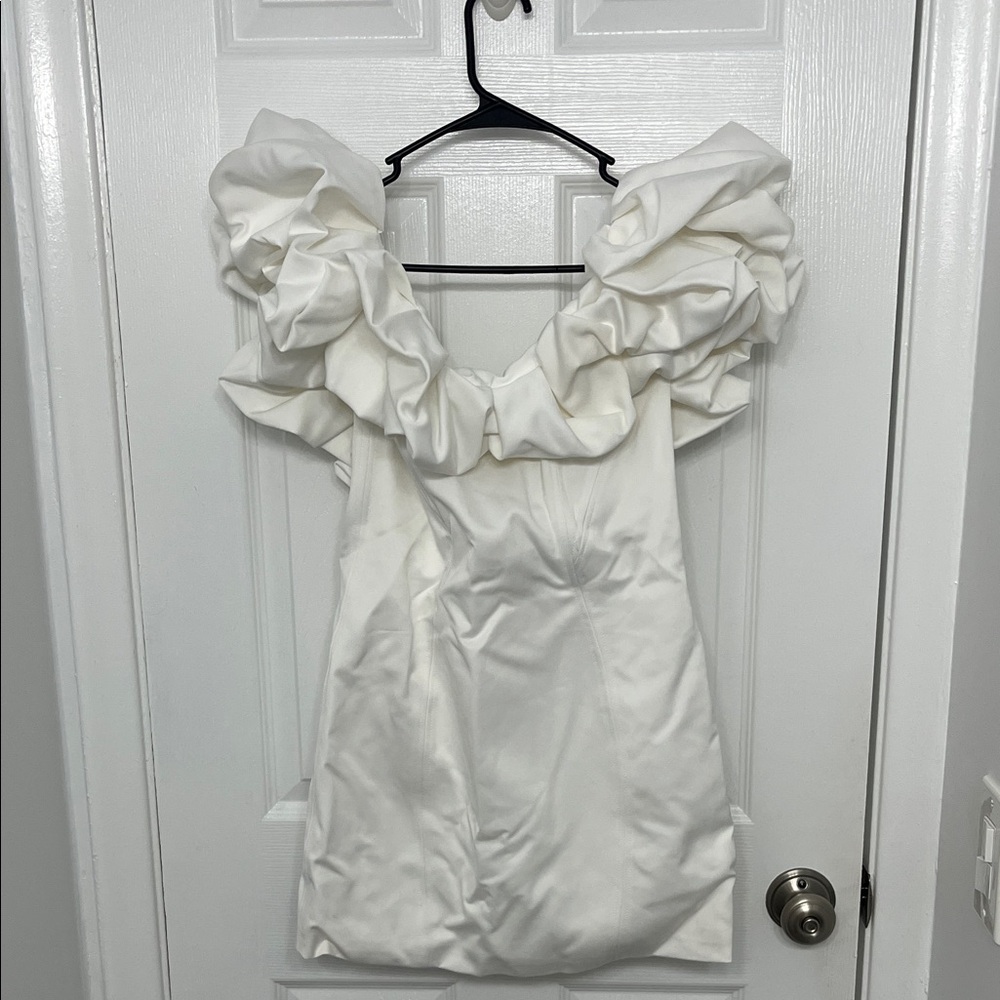 Elegant White Ruffled Mini Dress